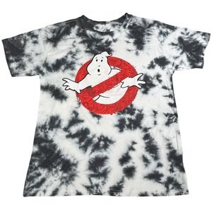Ghostbusters Tie Dye T Shirt Mens Medium Black White Logo Graphic
